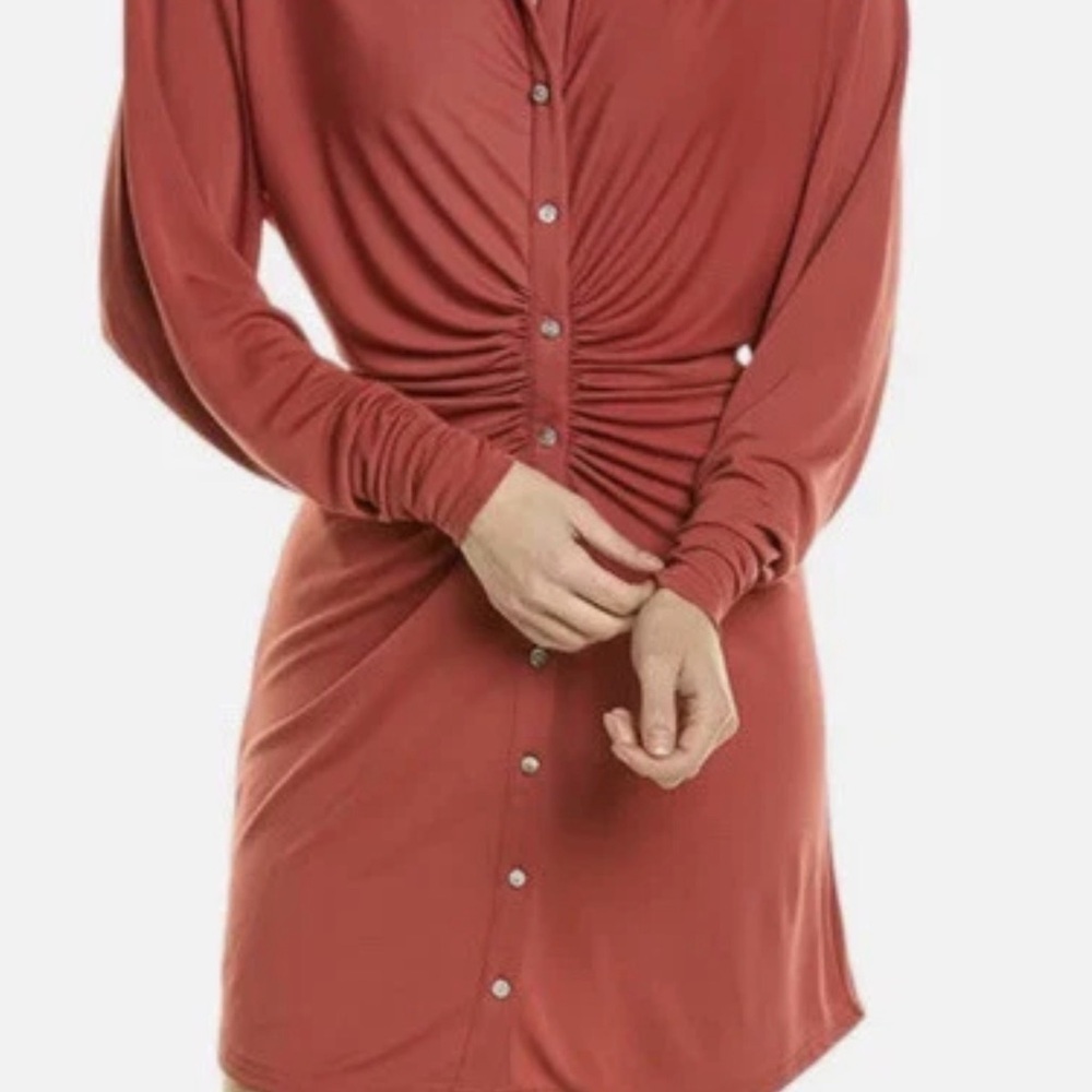 Cinq à Sept Rust Button Down Shirt Dress - Picture 5 of 6